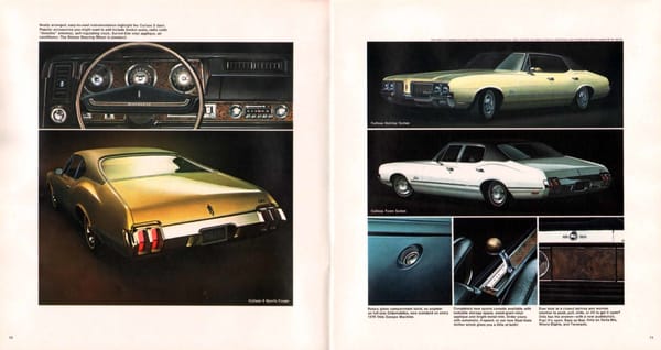 Curbside Musings: 1970 Oldsmobile Cutlass Town Sedan - Platform Shoes 4 1970 Oldsmobile Cutlass brochure pages were as sourced from www.oldcarbrochures.org.
