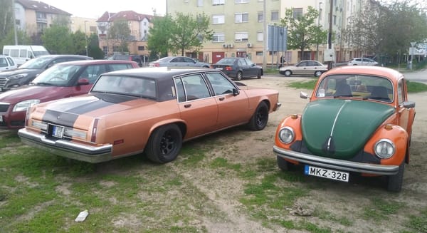 Cohort Pic(k) of the Day: 1982 Oldsmobile 98 Regency "455" and VW 1302 - Opposites Attract 2 52037840189 646db5ba93 k