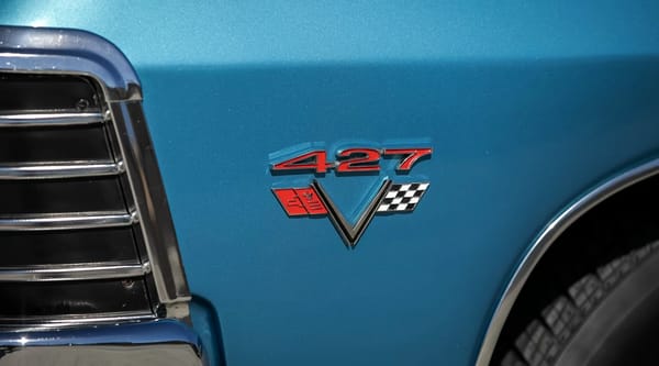 Vintage Car Life Review: 1967 Chevrolet Impala SS 427 – "A Family Car For A Swinging Family" 10 427 badge on the left front fender of a Marina Blue 1967 Chevrolet Impala SS 427