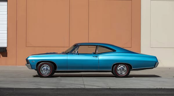 Vintage Car Life Review: 1967 Chevrolet Impala SS 427 – "A Family Car For A Swinging Family" 11 Left side view of a Marina blue 1967 Chevrolet Impala SS 427 with rally wheels
