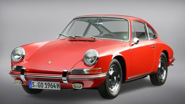 Vintage AMS Review: How the 1964 German Cars Accelerate – Including the New Porsche 911 8 Front 3q view of the Porsche Museum's red Porsche 901