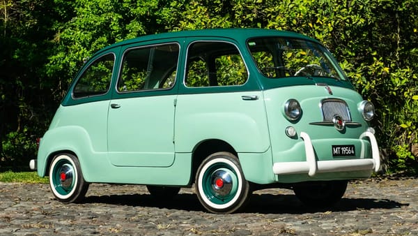 Two Dozen Green Cars And Trucks To Mark The Start of Spring 4 Front 3q view of a two-tone green 1956 Fiat 600 Multipla