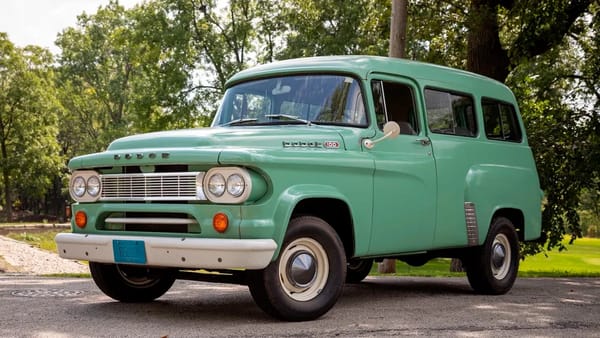 Two Dozen Green Cars And Trucks To Mark The Start of Spring 11 Front 3q view of a Turf Green 1965 Dodge D100 Town Wagon
