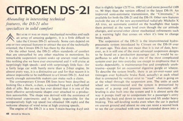 Vintage R&T Review: 1966 Citroen DS-21 - "Abounding In Interesting Technical Features" 2 DS 1 b