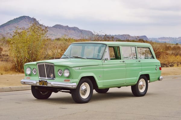 Two Dozen Green Cars And Trucks To Mark The Start of Spring 10 Front 3q view of a Parkway Green 1965 Jeep Wagoneer