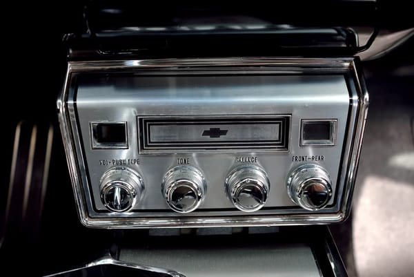 Vintage Car Life Review: 1967 Chevrolet Impala SS 427 – "A Family Car For A Swinging Family" 17 Close-up of the Chevrolet U57/U69 stereo tape system in a 1967 Chevrolet Impala
