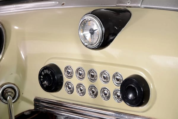 1950 Nash Rambler Custom Station Wagon – The Original Luxury Compact Turns 75 16 Clock and radio in a 1950 Nash Rambler wagon