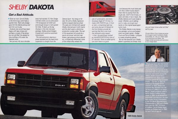 Curbside Classic: 1989 Dodge Dakota Sport Convertible - All Trends Have Their Limits 5 1989 Shelby Dakota ad