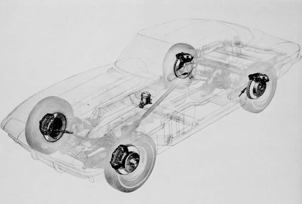 Vintage M/T Review: 1965 Chevrolet Corvette Sting Ray Convertible – A Walk On The Mild(er) Side 6 Ghost illustration of the disc brakes in a 1965 Corvette Sting Ray