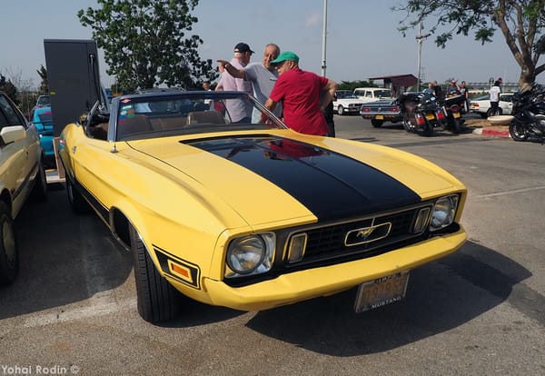 Car Show Classics: It's the Smorgasbord That is Israel's Classic Community 32 1973 Yellow Ford Mustang Mach-1 Convertible