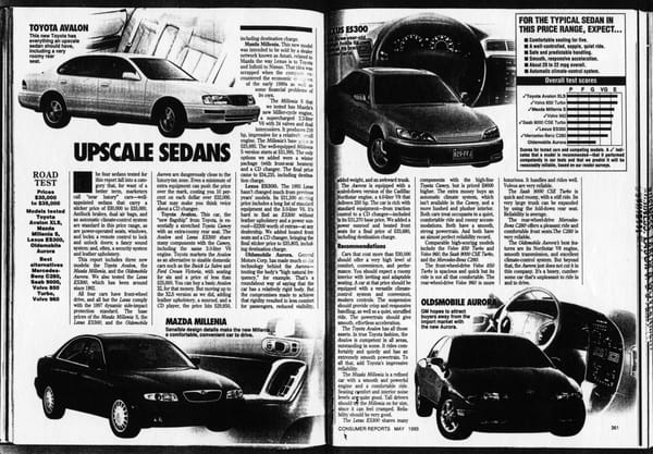 My 1995 Toyota Avalon: Toyota's First Full-Size Car Was Bigger, But Not TOO Big 4 1995 05 consumer reports