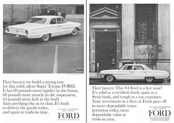In-Motion Classic: 1964 Ford Custom - Not Quite A Happy Face 5 Ads 1964 Ford Custom Fleet Buyers