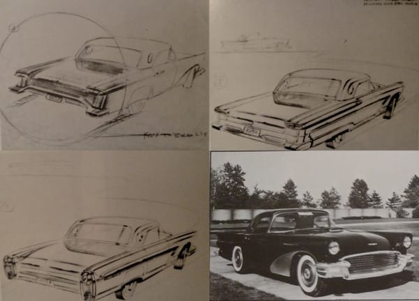 Curbside Classic: 1957 Ford Thunderbird - The Most Perfectly Styled American Car Of The 1950s? 20 1957ThunderbirdSketch01 tile 1
