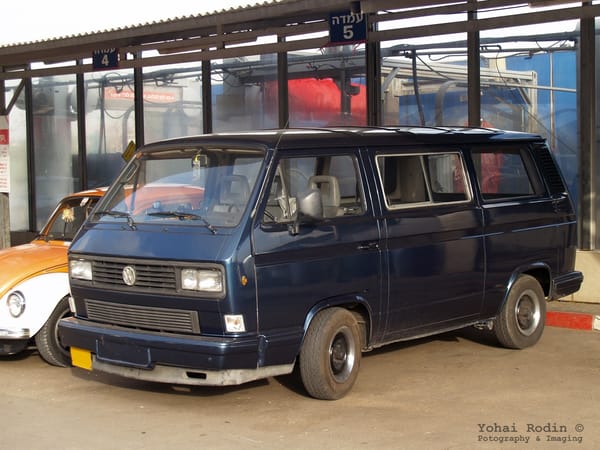Dark Blue Volkswagen T3 Transporter Bus