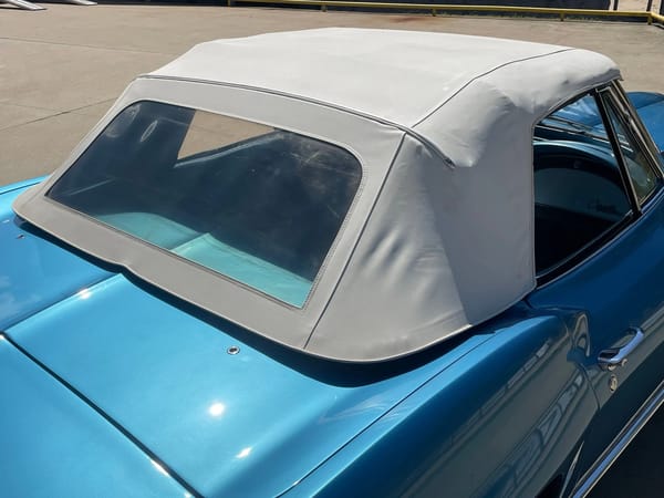 Vintage M/T Review: 1965 Chevrolet Corvette Sting Ray Convertible – A Walk On The Mild(er) Side 10 Raised convertible top on a Nassau Blue 1965 Corvette Sting Ray convertible