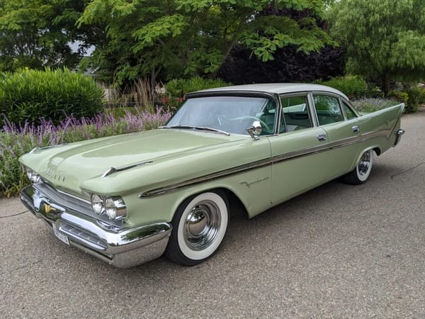Two Dozen Green Cars And Trucks To Mark The Start of Spring 8 Front 3q view of a Surf Green 1959 DeSoto Firedome four-door sedan