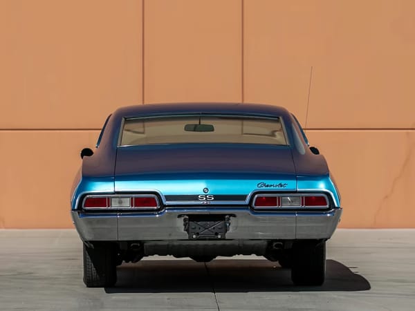 Vintage Car Life Review: 1967 Chevrolet Impala SS 427 – "A Family Car For A Swinging Family" 7 Rear view of a Marina Blue 1967 Chevrolet Impala SS 427