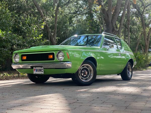Two Dozen Green Cars And Trucks To Mark The Start of Spring 6 Low angle front 3q view of a Big Bad Green 1970 AMC Gremlin X