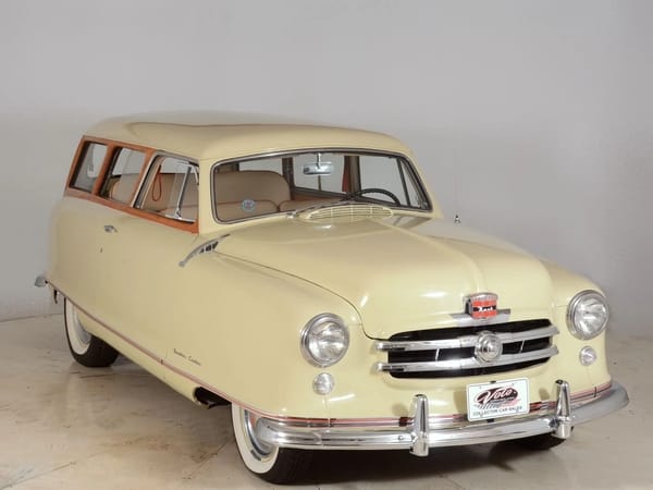 1950 Nash Rambler Custom Station Wagon – The Original Luxury Compact Turns 75 22 Front 3q view of an ivory 1950 Nash Rambler station wagon