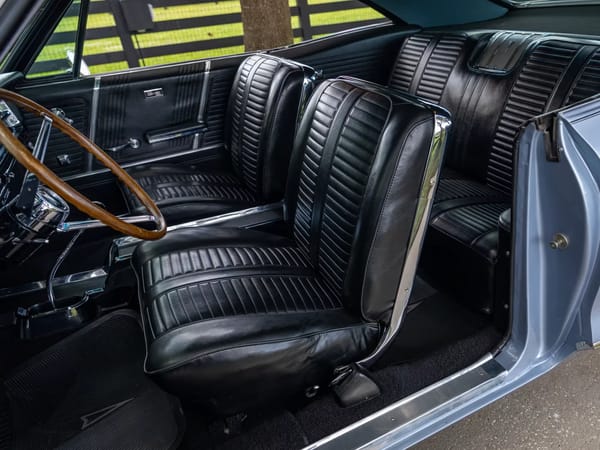 Vintage Car Life Review: 1965 Pontiac Catalina 2+2 421 HO – 2 Plus 2 Does Not Equal GTO 15 Bucket seats in a 1965 Pontiac Catalina 2+2 with black vinyl upholstery