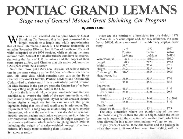 Vintage R&T Review: 1978 Pontiac LeMans - GM's Second Downsizing Act Goes -Mostly- Okay 3 Scan 230826 0001
