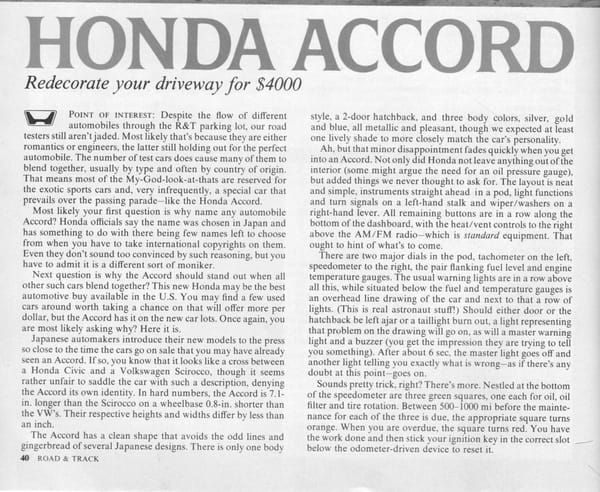 Road & Track Vintage Review: 1976 Honda Accord - A True Game Changer 2 page 1