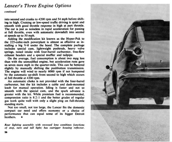 Vintage Review: 1961 Dodge Lancer With Three Slant Sixes: 170, 225 & 225 Hyper-Pak - Does It Live Up To The Hype? 10 la 6