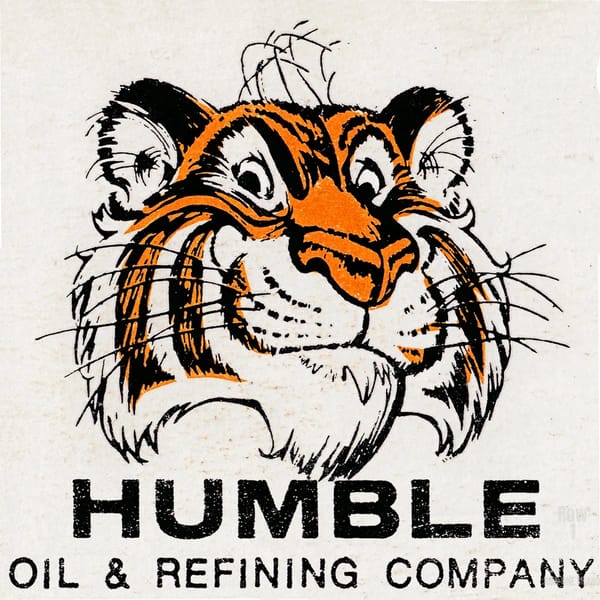 Cartoon tiger above the logo for Humble Oil & Refining Company