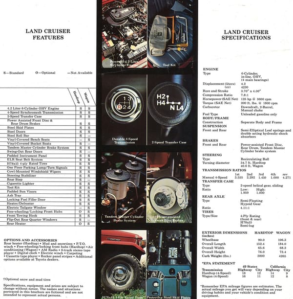 Curbside Classic: 1978 Toyota Land Cruiser (FJ56) – Mama Mia! 5 1978 US Brochure copy