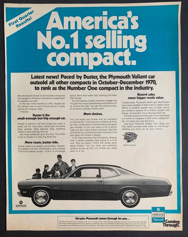 Curbside Classic: 1971 Pontiac Firebird Esprit - From Pony Car To Chicken Car 8 Duster ad