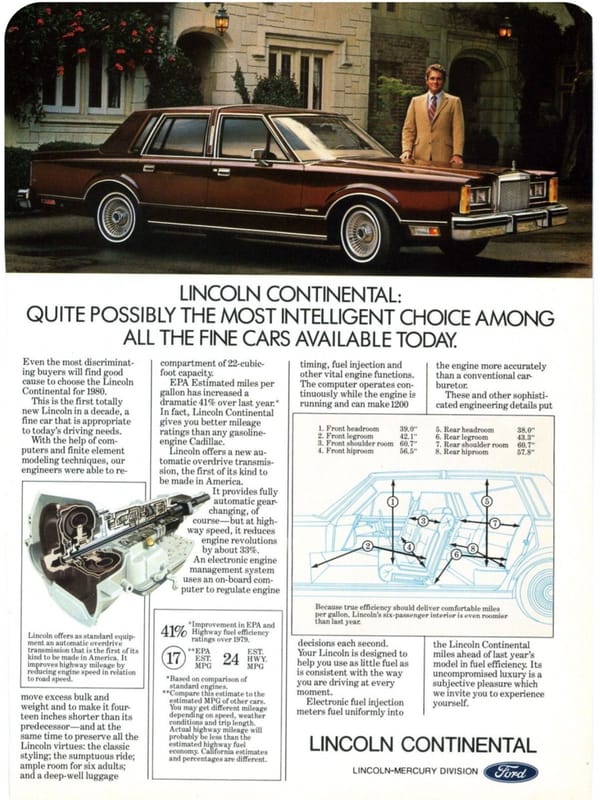 COAL: 1980 Lincoln Town Car - The Stinkoln Clown Car 3 80 Towncar Brochure