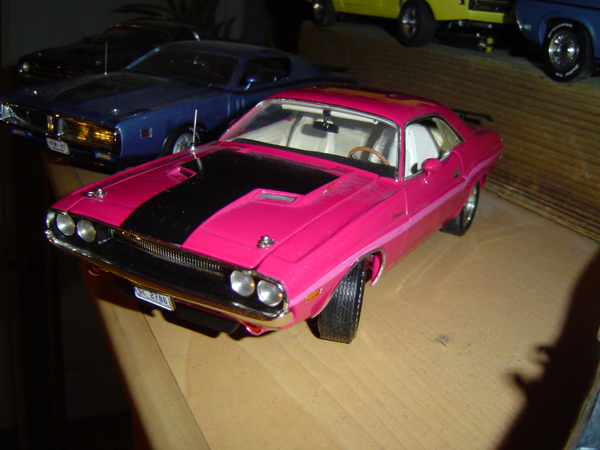 1:18 1970 Dodge Challenger R/T - Go Mango with White Stripes and Dog Dish  Wheels - Town and Country Toys