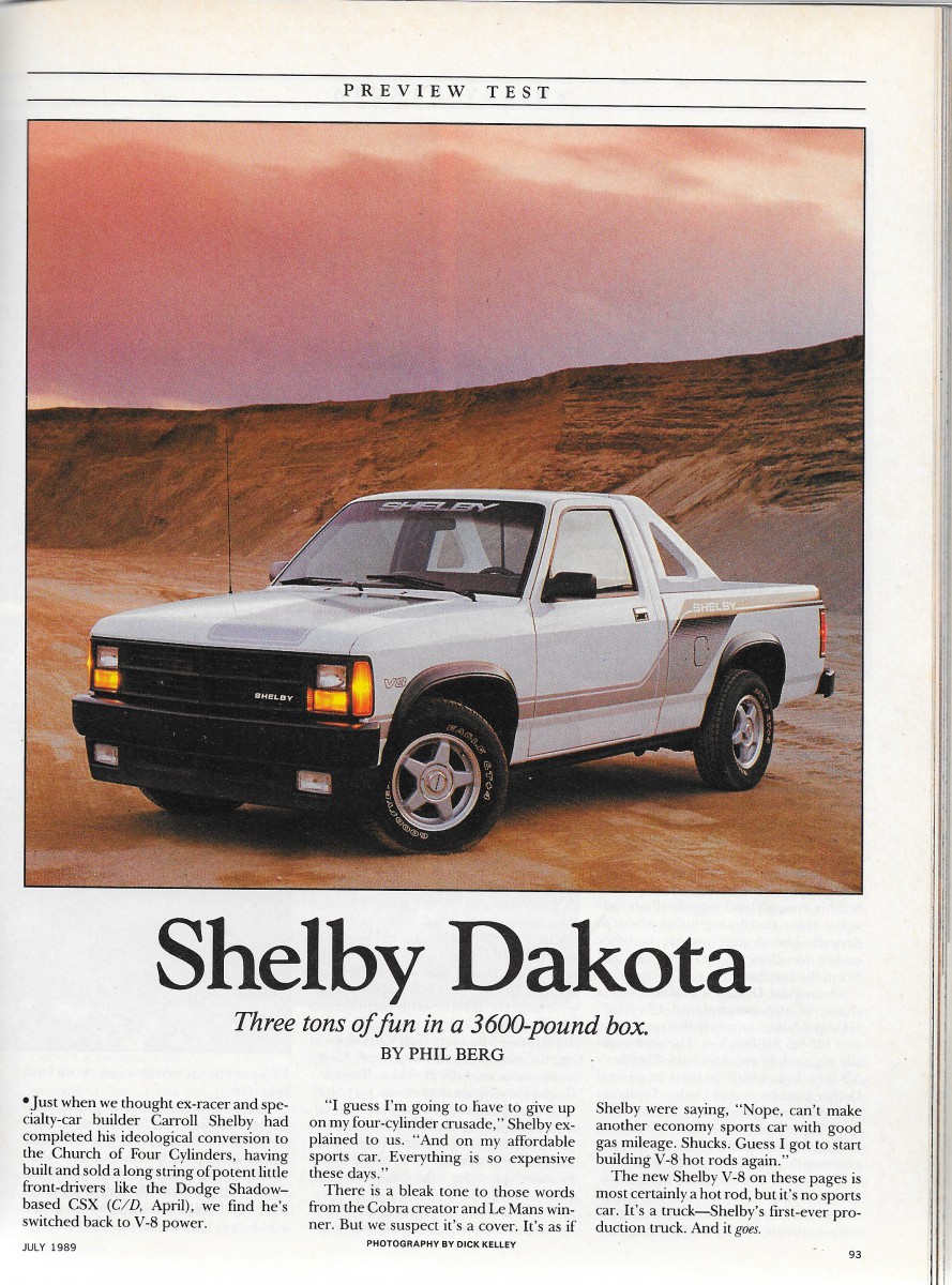 shelby pickup truck on Vintage Review 1989 Shelby Dakota The Snake Charmer Takes On A Truck Curbside Classic