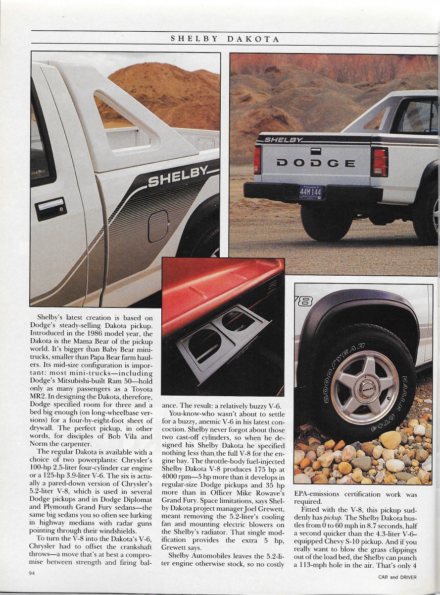 shelby pickup truck on Vintage Review 1989 Shelby Dakota The Snake Charmer Takes On A Truck Curbside Classic