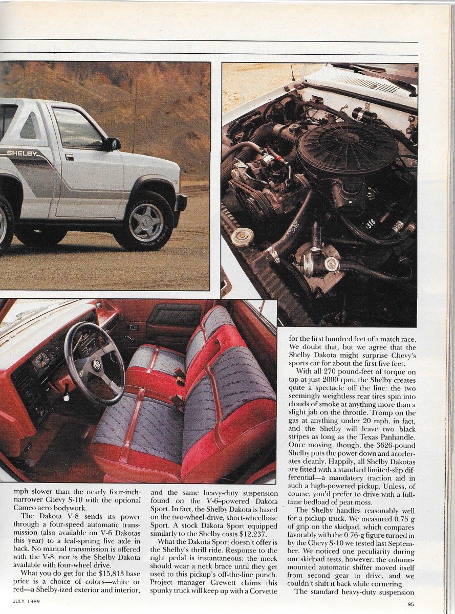 shelby pickup truck on Vintage Review 1989 Shelby Dakota The Snake Charmer Takes On A Truck Curbside Classic