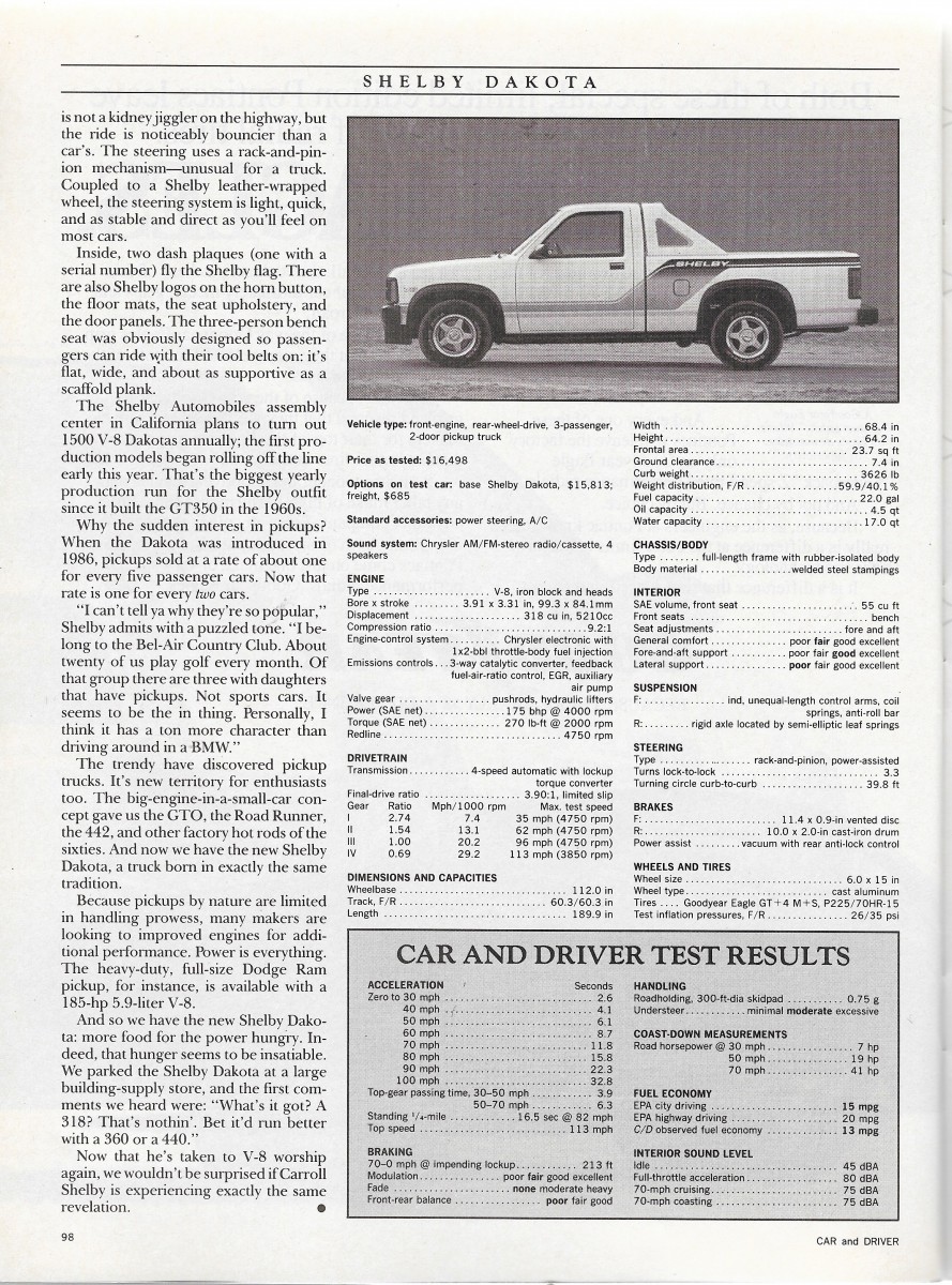shelby pickup truck on Vintage Review 1989 Shelby Dakota The Snake Charmer Takes On A Truck Curbside Classic