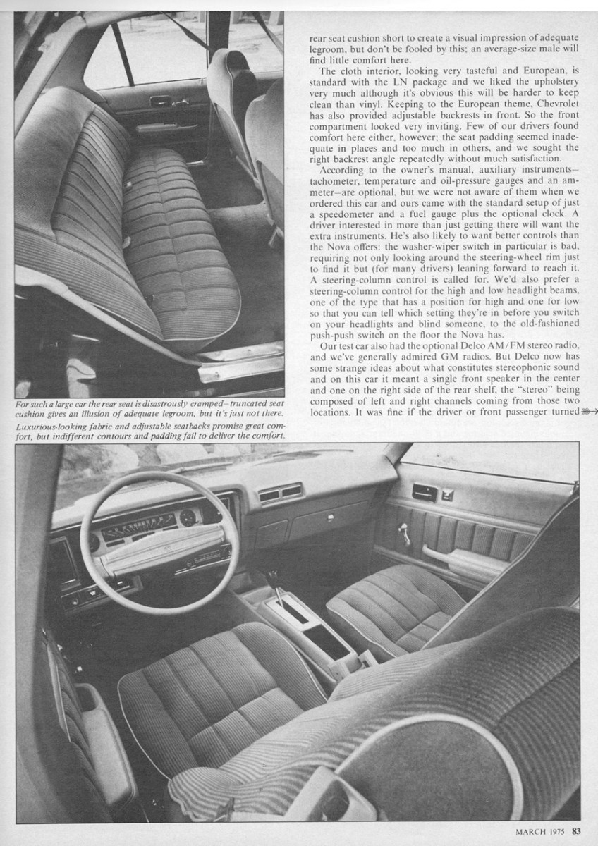 cars with best rear legroom on Vintage Review 1975 Chevrolet Nova Ln Chevy S Take On A Bmw Curbside Classic