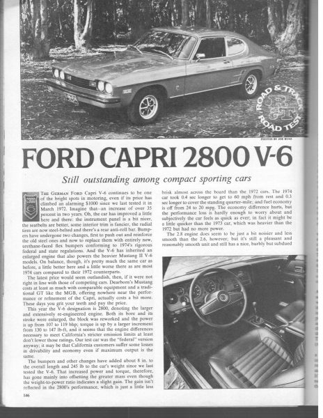 Vintage R&T Review: 1974 Capri 2800 V6 - 