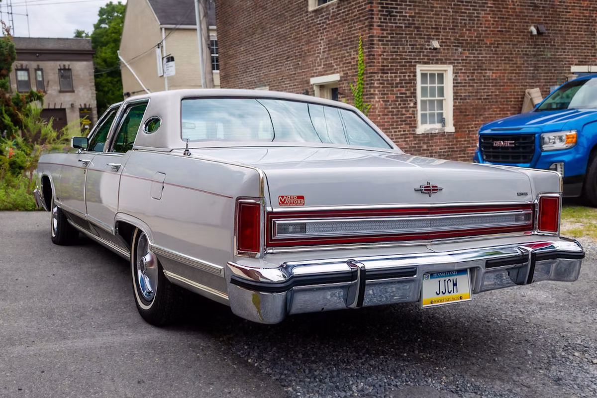 1979 Lincoln Continental Town Car: A 14,500-Mile Original Owned By The Same Family For 45 Years 8 Driver rear 3q image of gray 1979 Lincoln Continental Town Car
